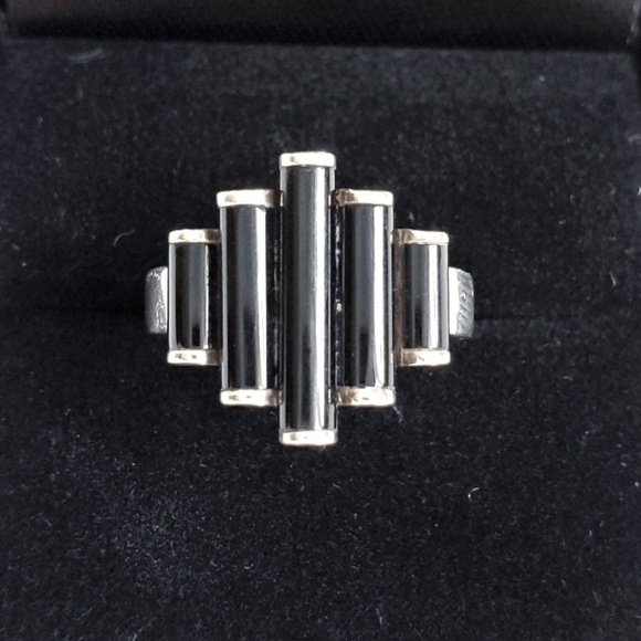 Movado Jewelry - Movado Onyx and Silver Ring size 5.5